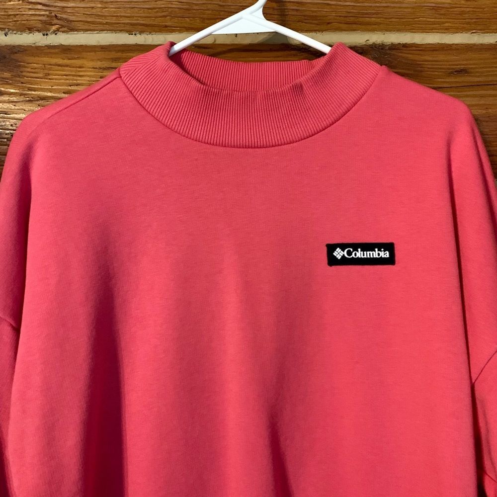 Columbia Lodge Pink Heavyweight Crewneck Sweatshirt with Side Zip Detail Small - Picture 3 of 9